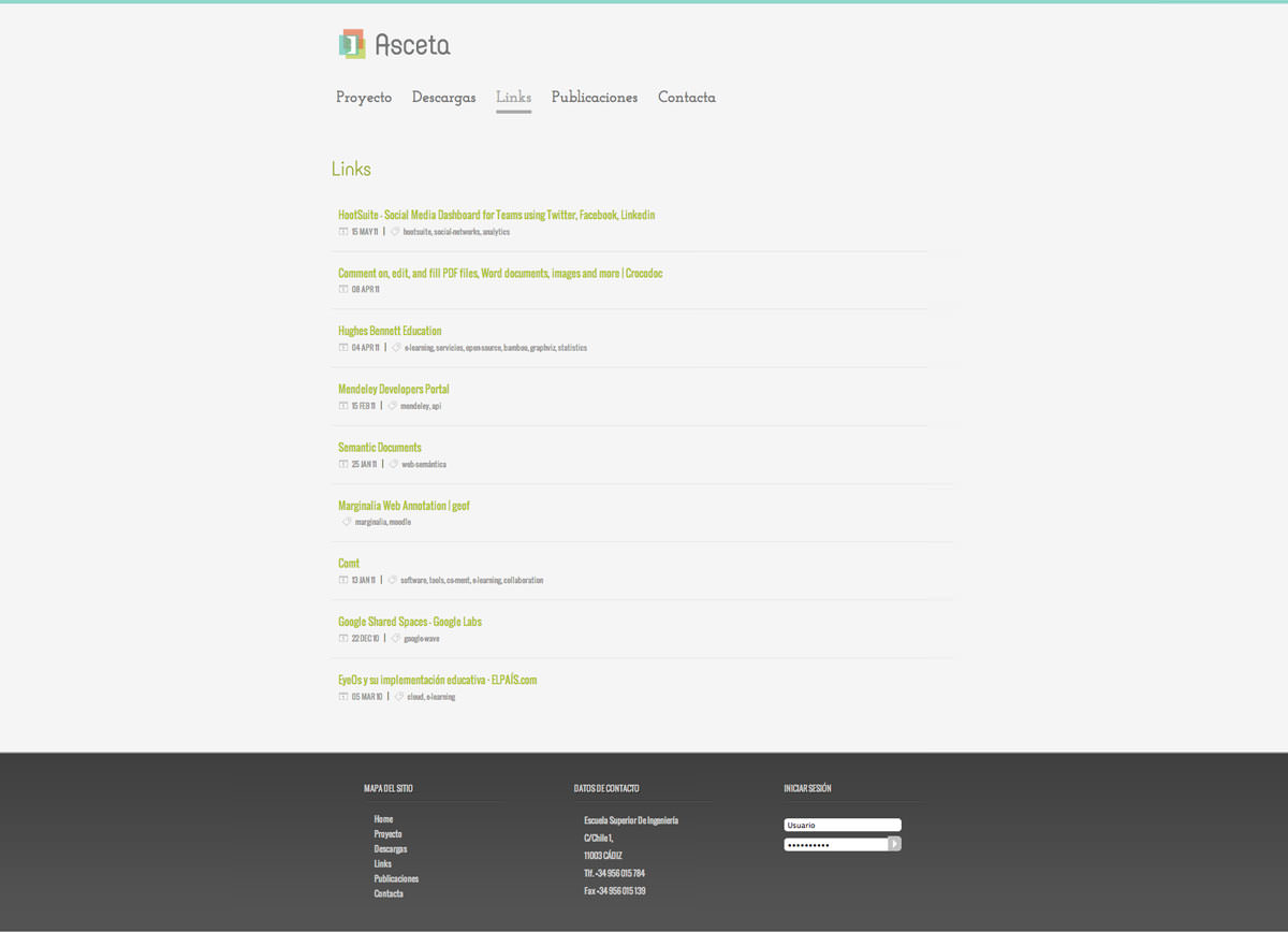 Links page of asceta.uca.es