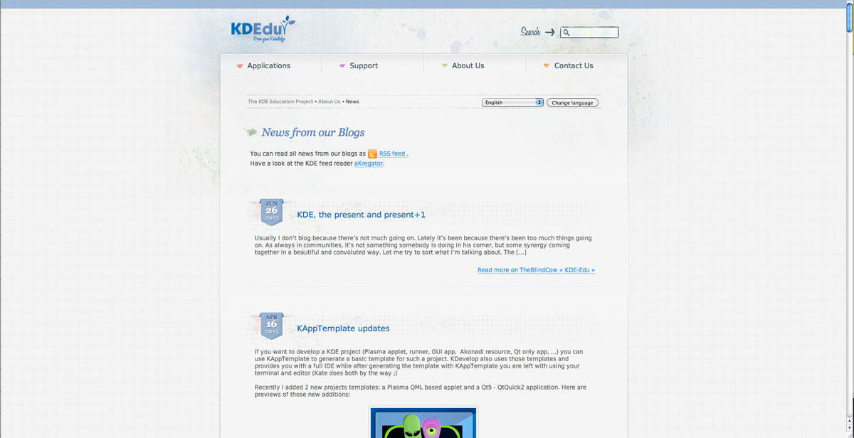 News section on edu.kde.org