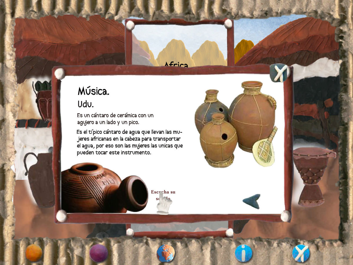 Educative interface show cards with information about different cultures